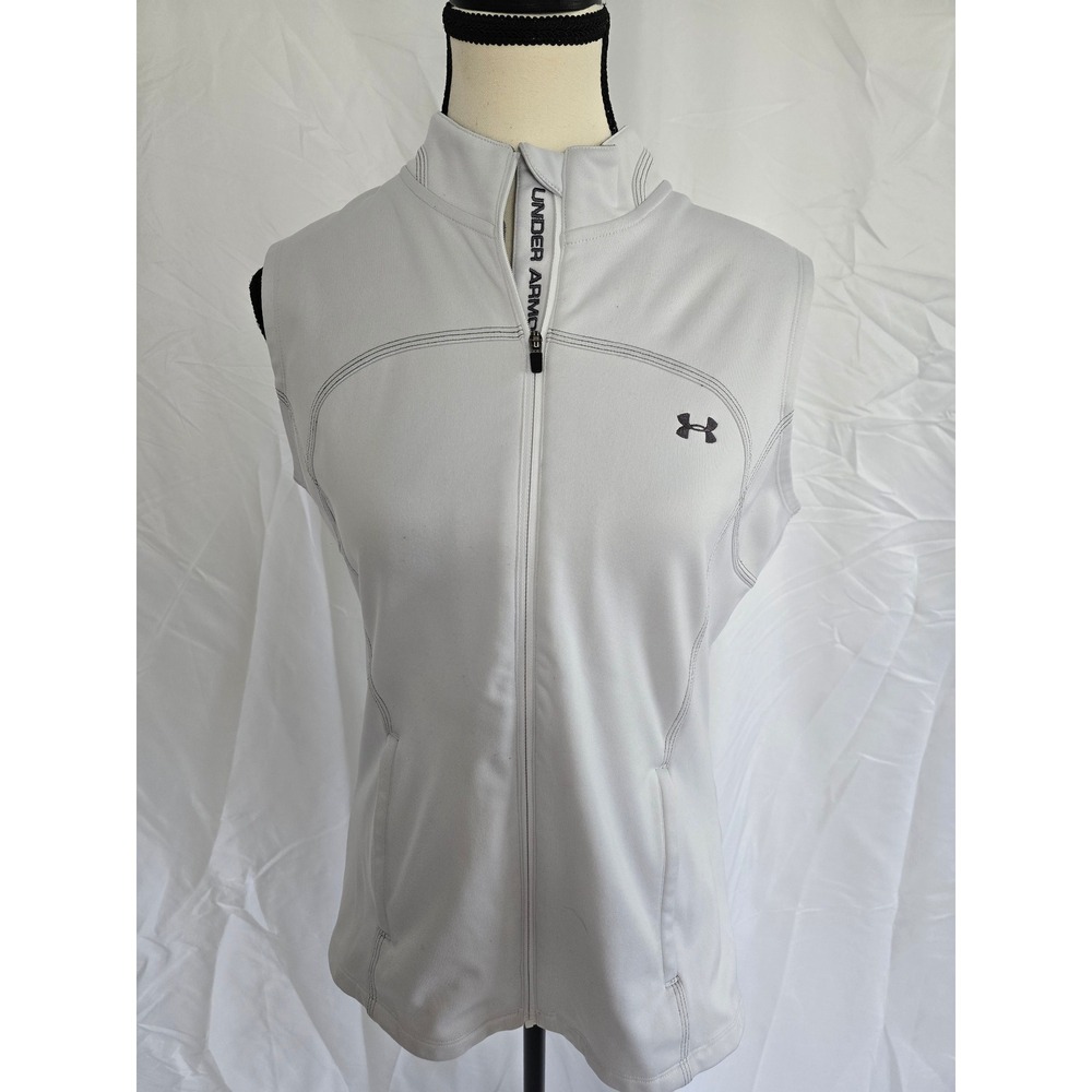 Under Armour Womens Sleeveless Zip Up Vest Gray Size M Athleisure Activewear